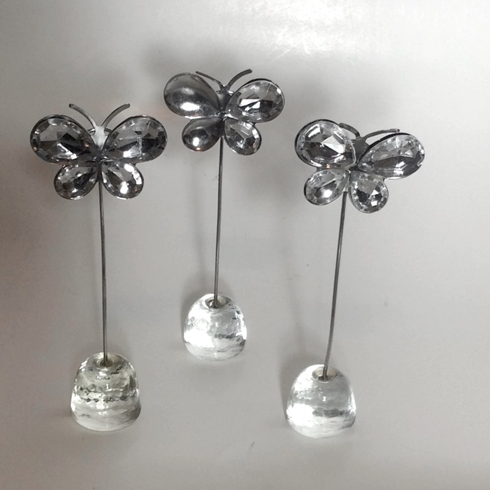 Three Rhinestone Butterfly Photo/Table Tent Holder